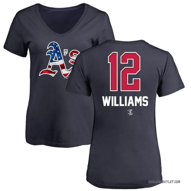 Alika Williams Women's Navy Oakland Athletics Name and Number Banner Wave V-Neck T-Shirt -