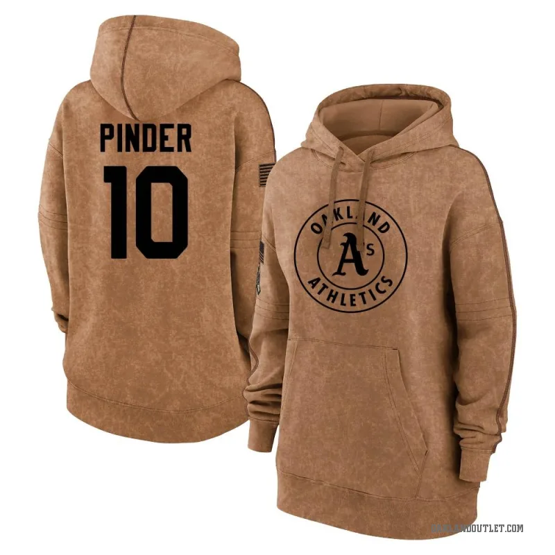 Chad Pinder Women's Brown Oakland Athletics 2023 Salute to Service Pullover Hoodie