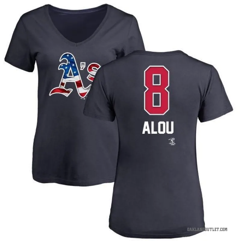 Felipe Alou Women's Navy Oakland Athletics Name and Number Banner Wave V-Neck T-Shirt -