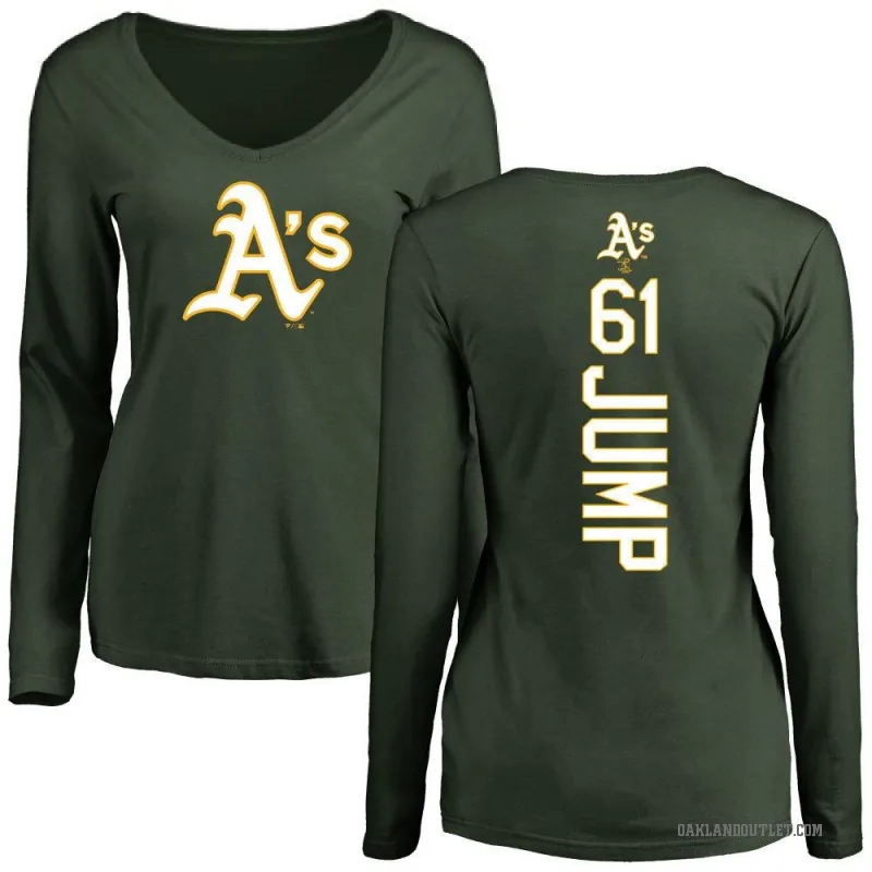 Gage Jump Women's Green Oakland Athletics Backer Slim Fit Long Sleeve T-Shirt -