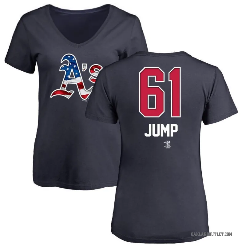 Gage Jump Women's Navy Oakland Athletics Name and Number Banner Wave V-Neck T-Shirt -