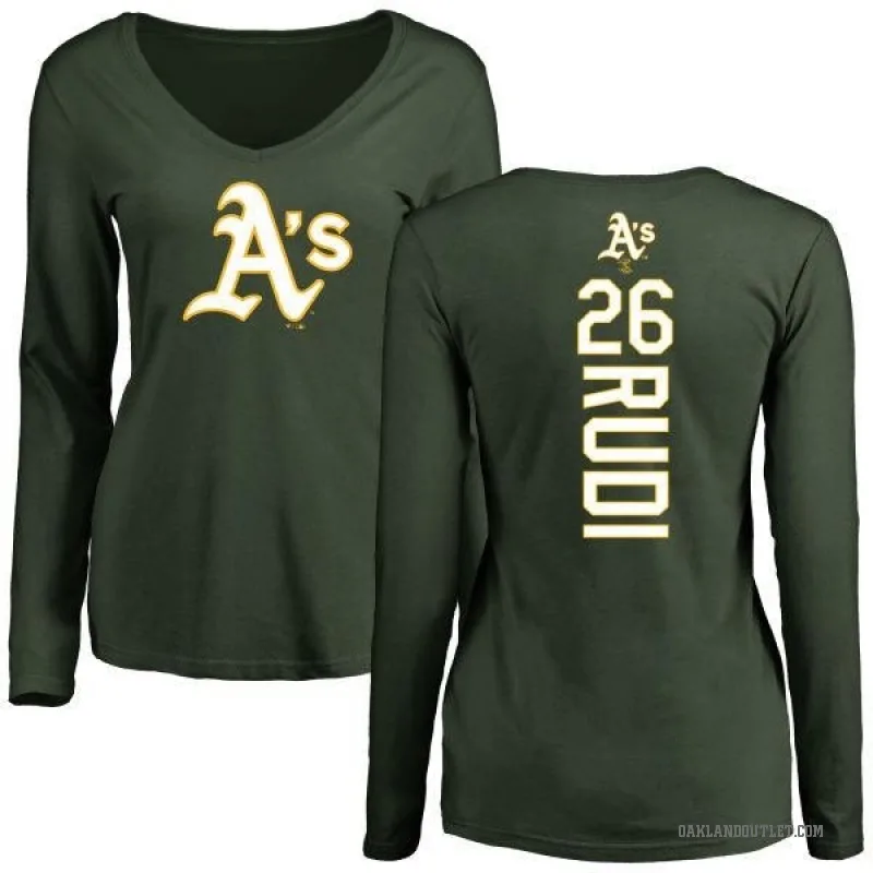 Joe Rudi Women's Green Oakland Athletics Backer Slim Fit Long Sleeve T-Shirt -