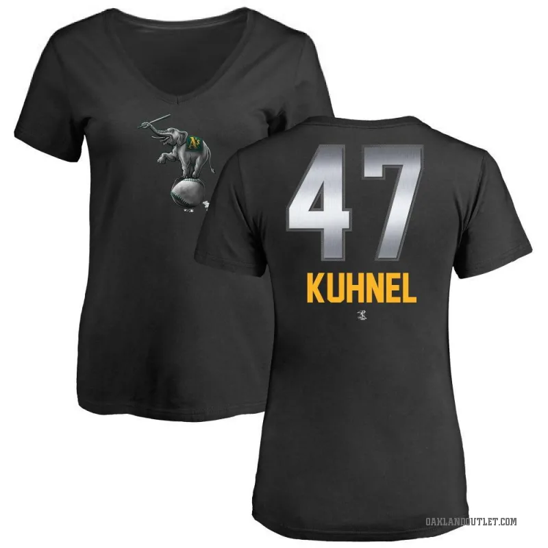 Joel Kuhnel Women's Black Oakland Athletics Midnight Mascot V-Neck T-Shirt -