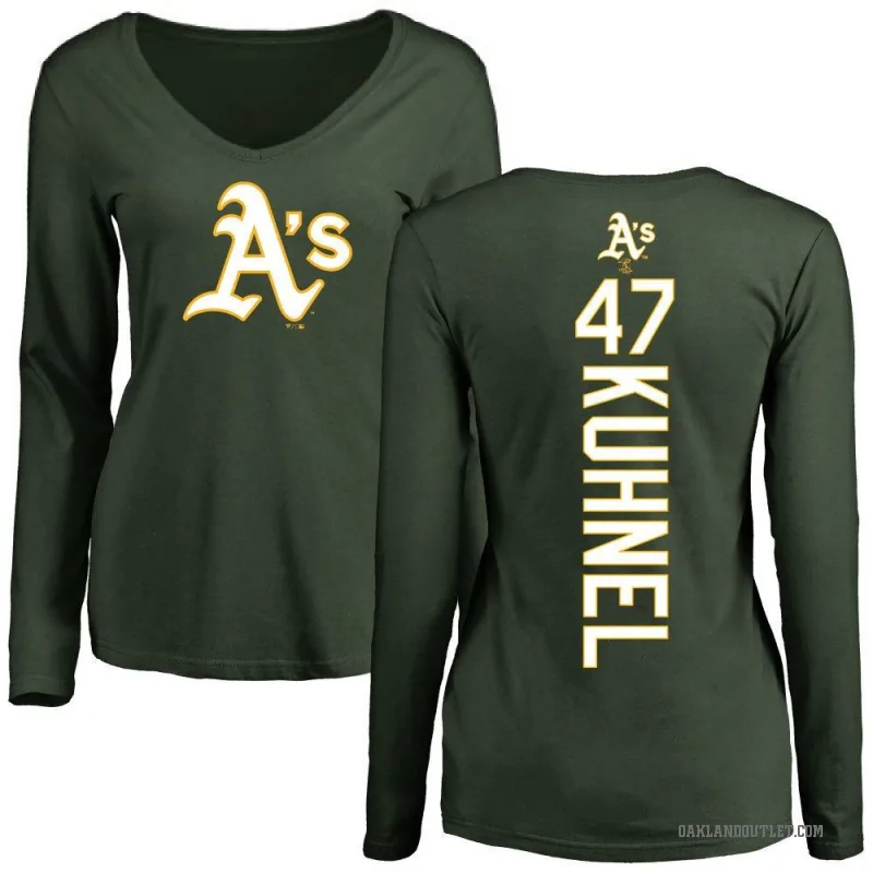 Joel Kuhnel Women's Green Oakland Athletics Backer Slim Fit Long Sleeve T-Shirt -