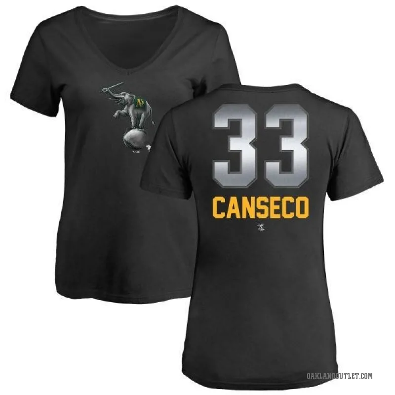Jose Canseco Women's Black Oakland Athletics Midnight Mascot V-Neck T-Shirt -