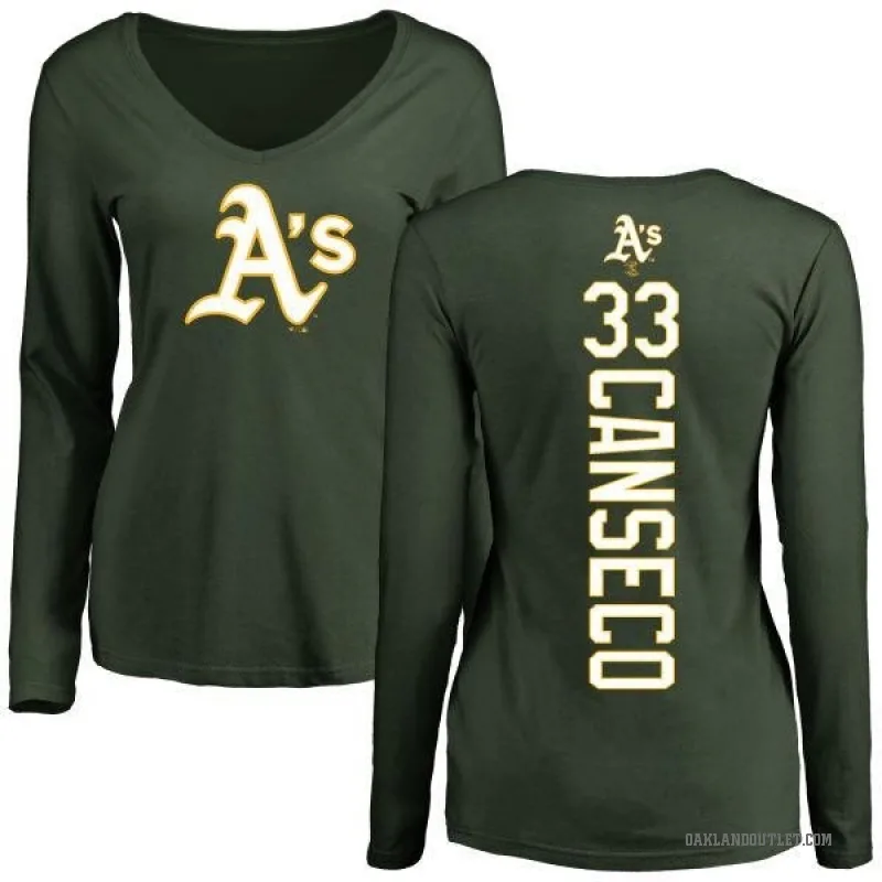 Jose Canseco Women's Green Oakland Athletics Backer Slim Fit Long Sleeve T-Shirt -