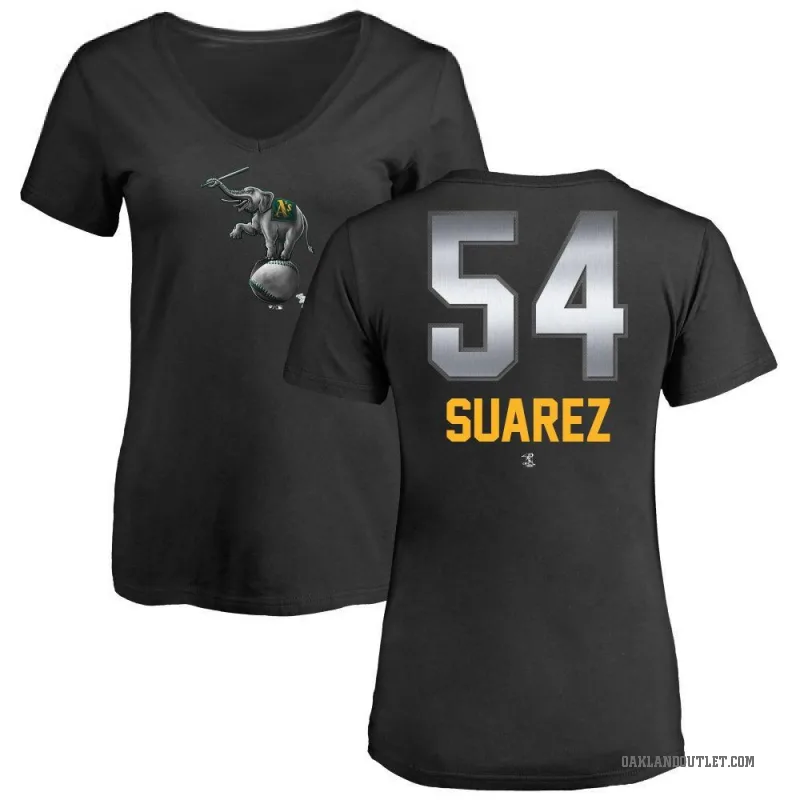 Jose Suarez Women's Black Oakland Athletics Midnight Mascot V-Neck T-Shirt -