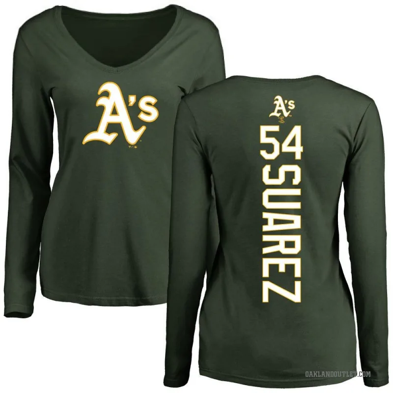 Jose Suarez Women's Green Oakland Athletics Backer Slim Fit Long Sleeve T-Shirt -