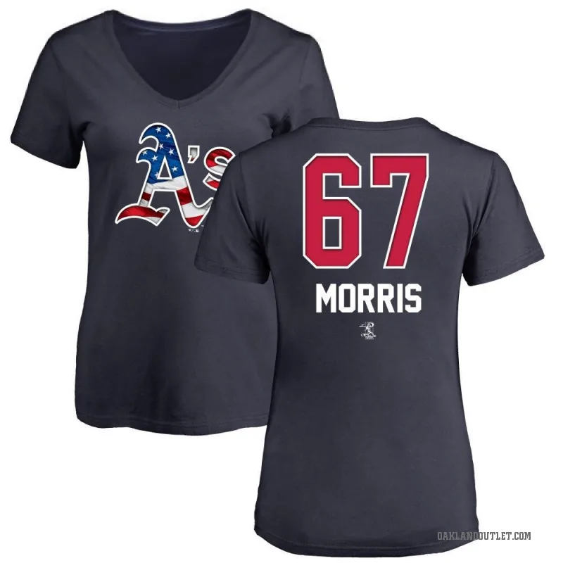 Kade Morris Women's Navy Oakland Athletics Name and Number Banner Wave V-Neck T-Shirt -