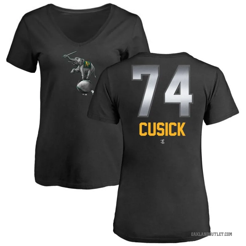 Ryan Cusick Women's Black Oakland Athletics Midnight Mascot V-Neck T-Shirt -