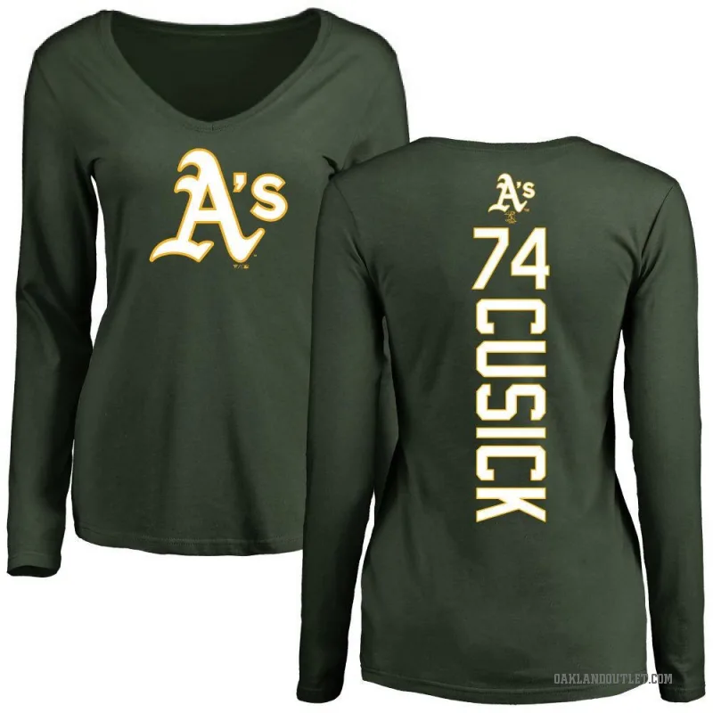 Ryan Cusick Women's Green Oakland Athletics Backer Slim Fit Long Sleeve T-Shirt -