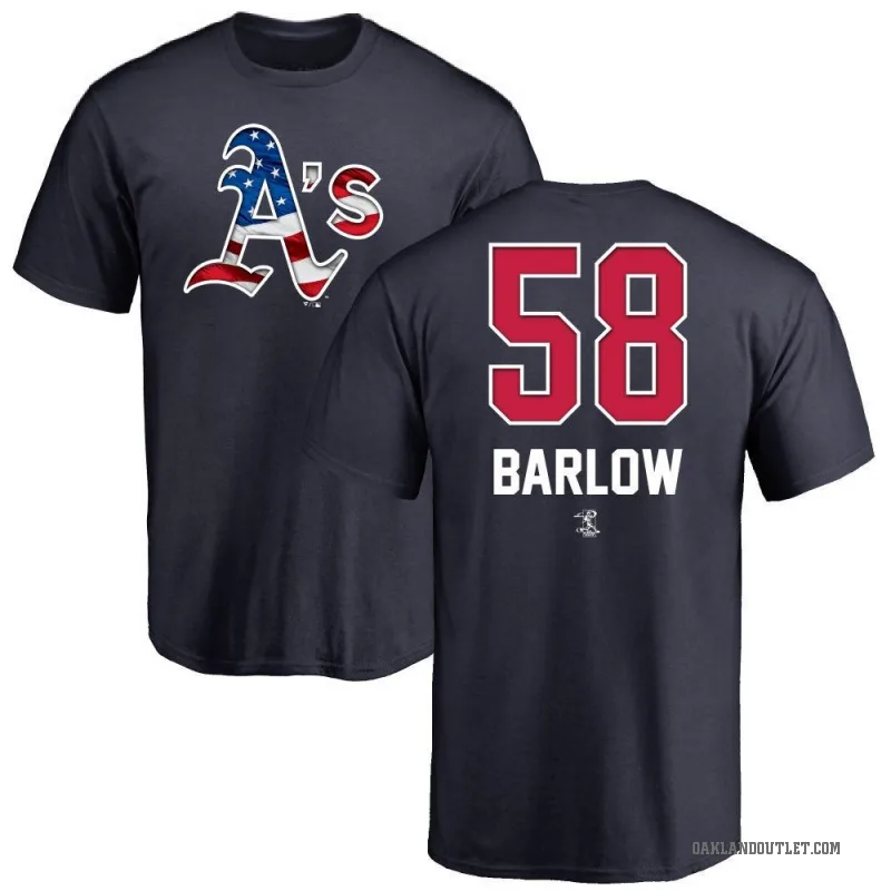 Scott Barlow Men's Navy Oakland Athletics Name and Number Banner Wave T-Shirt -