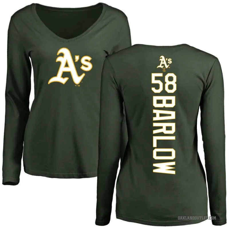 Scott Barlow Women's Green Oakland Athletics Backer Slim Fit Long Sleeve T-Shirt -