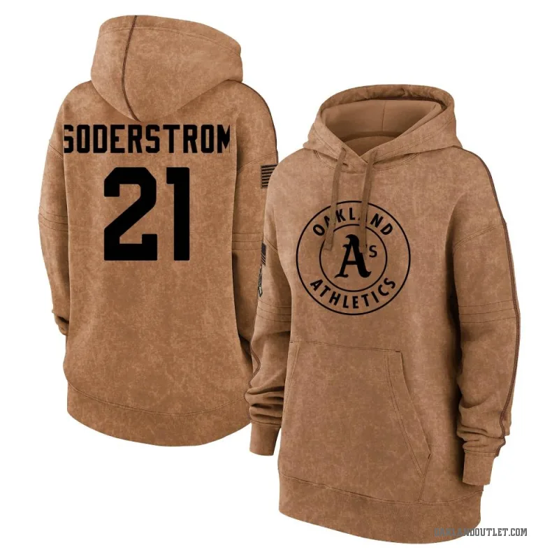 Tyler Soderstrom Women's Brown Oakland Athletics 2023 Salute to Service Pullover Hoodie