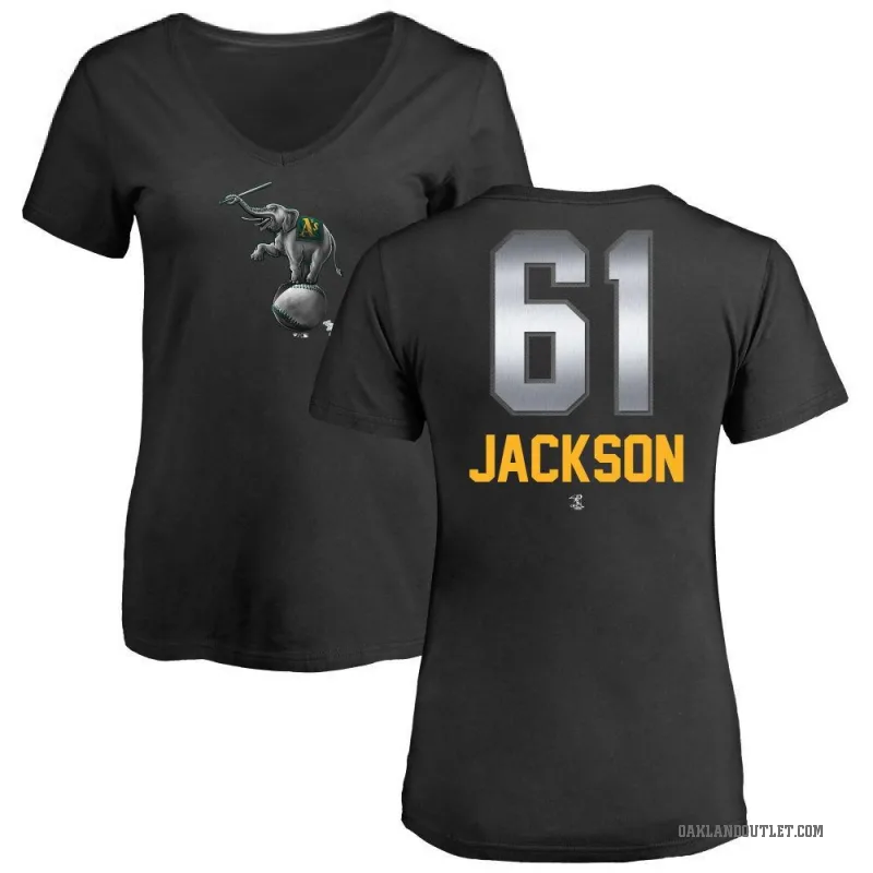 Zach Jackson Women's Black Oakland Athletics Midnight Mascot V-Neck T-Shirt -