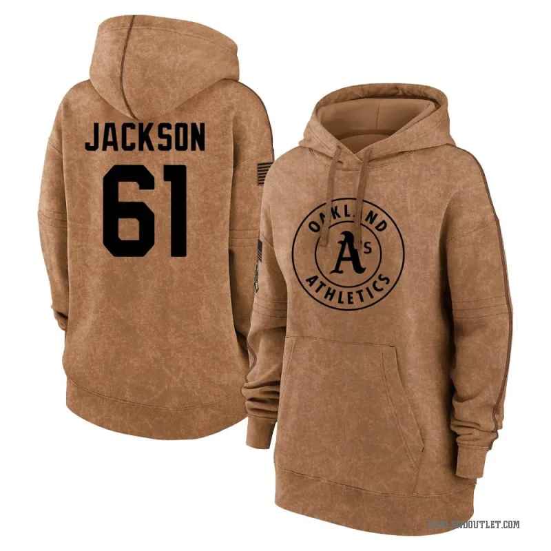 Zach Jackson Women's Brown Oakland Athletics 2023 Salute to Service Pullover Hoodie