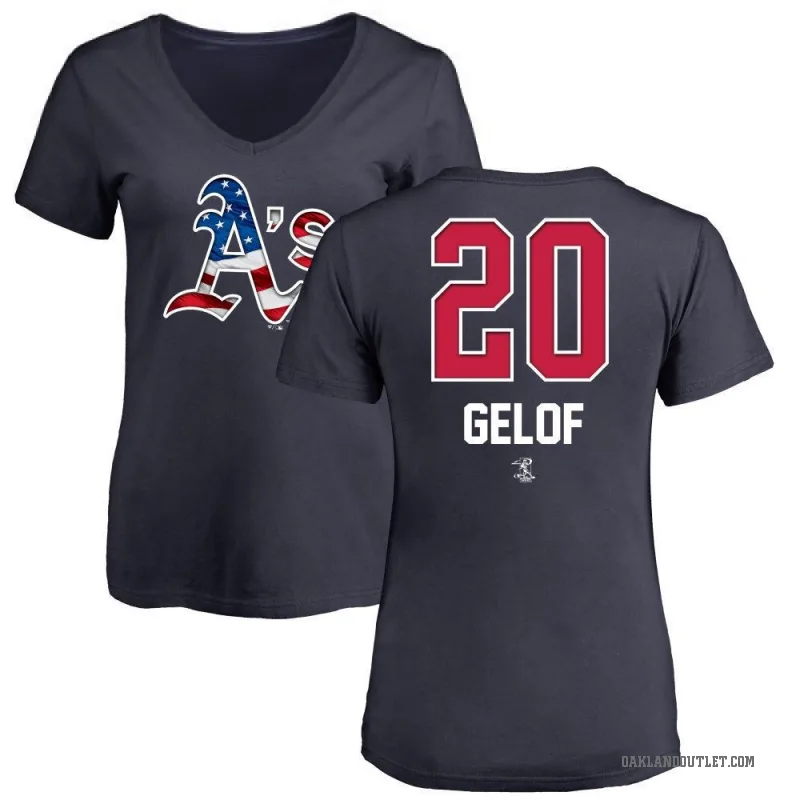 Zack Gelof Women's Navy Oakland Athletics Name and Number Banner Wave V-Neck T-Shirt -
